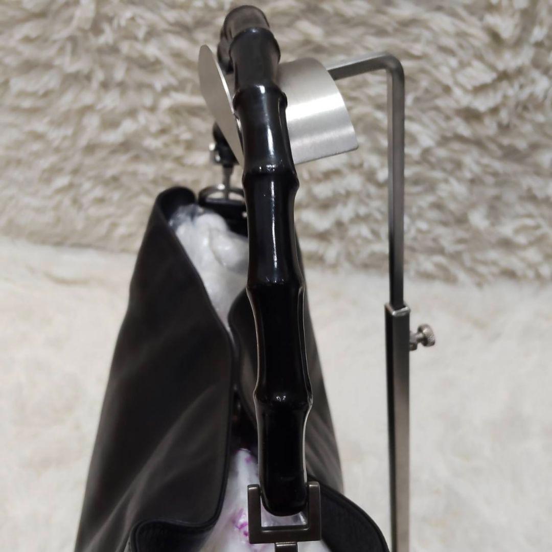 グッチ ワンショルダー レザー バンブー A4可 肩掛け ブラック