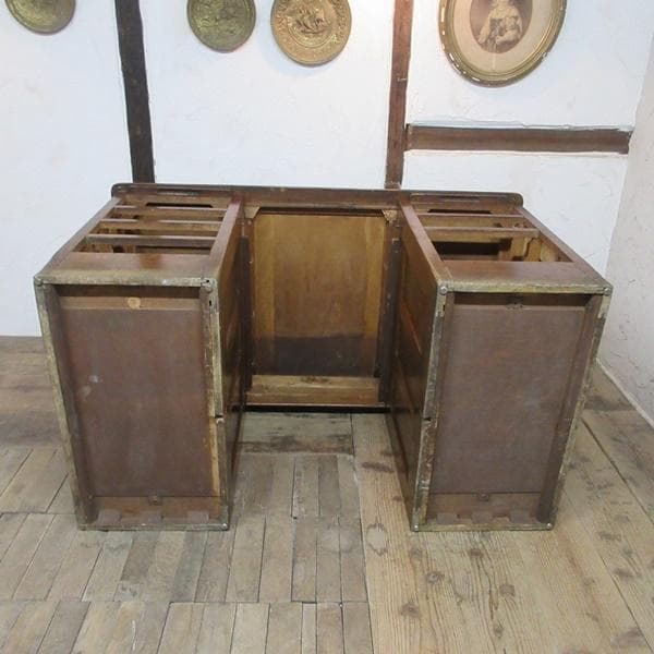 イギリス製 アンティーク 家具 デスク 机 収納 書斎 作業台 英国 6047e