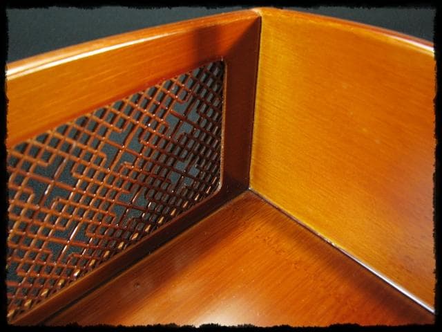 春慶 格子飾 煙草盆 組子 細工 竹 莨盆 茶道具 露地道具 f328