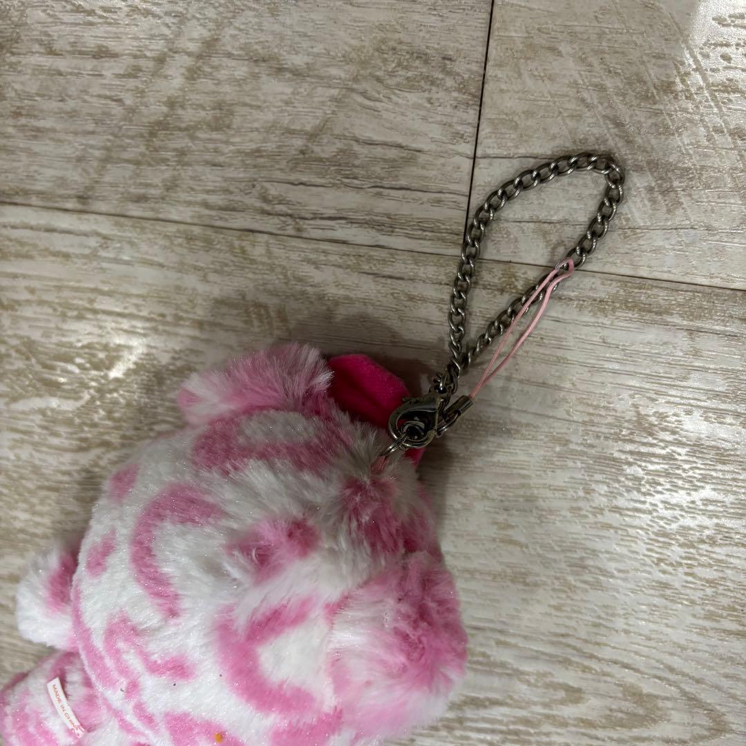 セキグチ モンチッチ ピンク　着ぐるみ　ヒョウ柄 ぬいぐるみ　キーホルダー