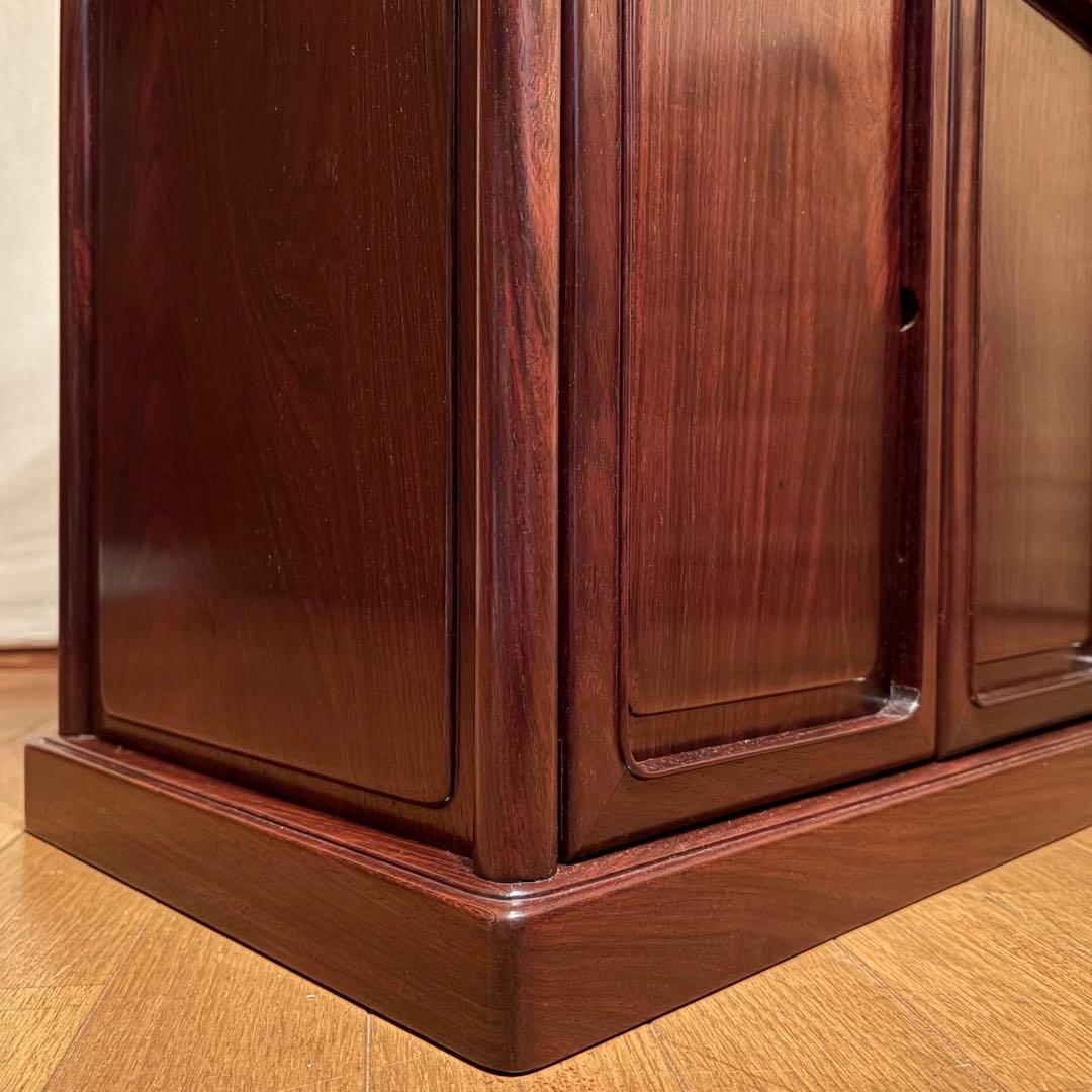 大阪唐木指物【中澤唐木】総紫檀三尺飾棚 大引共戸 漆塗生地