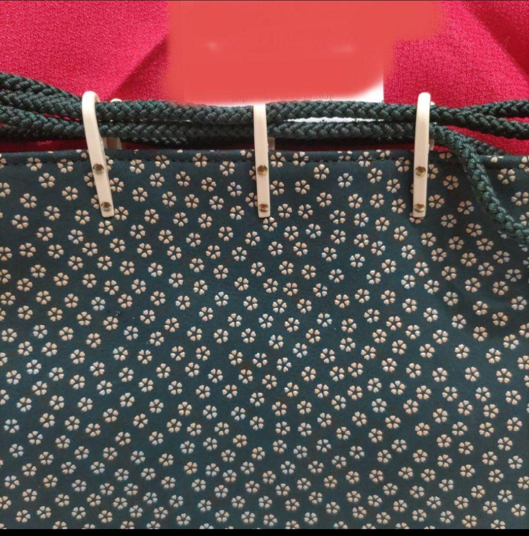 印傳屋印伝　合切袋　鹿革　正絹　白小花