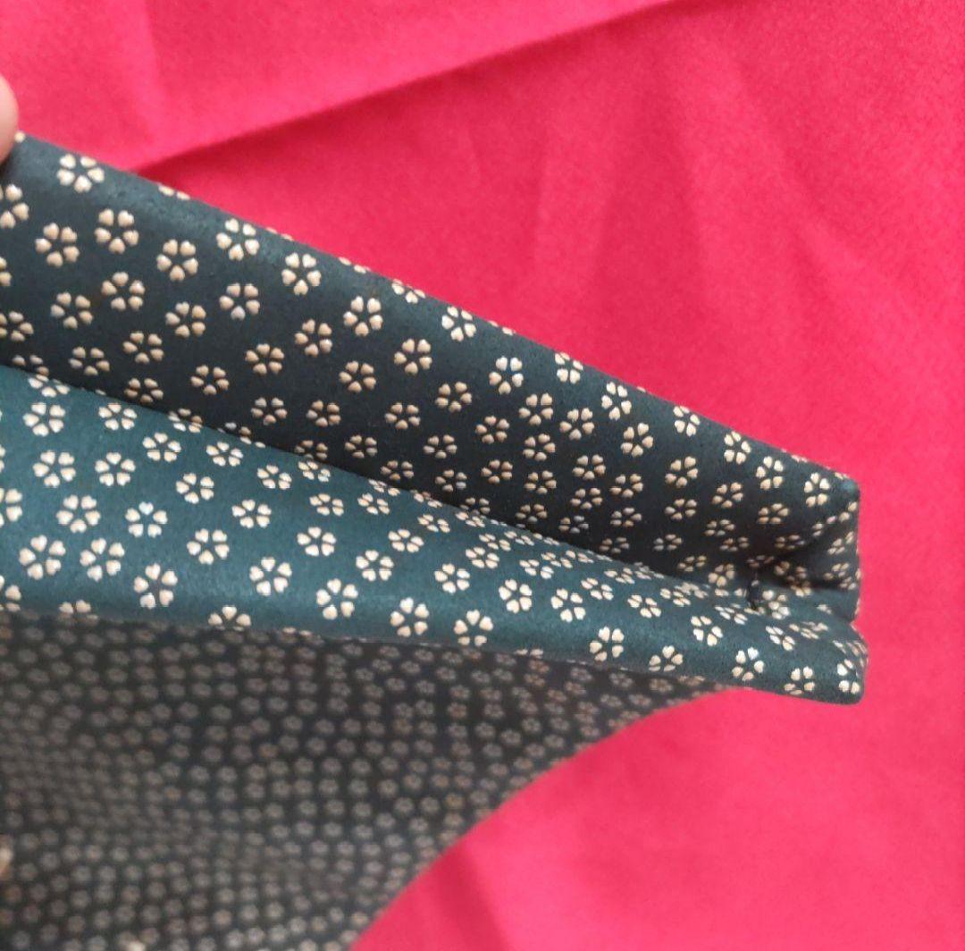 印傳屋印伝　合切袋　鹿革　正絹　白小花