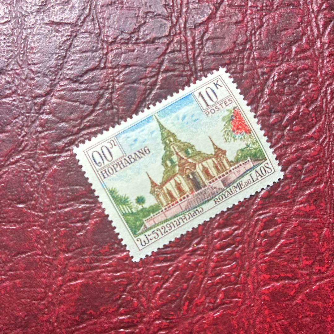 76714セール現品限　外国切手　ラオス発行建築物1種揃凹版