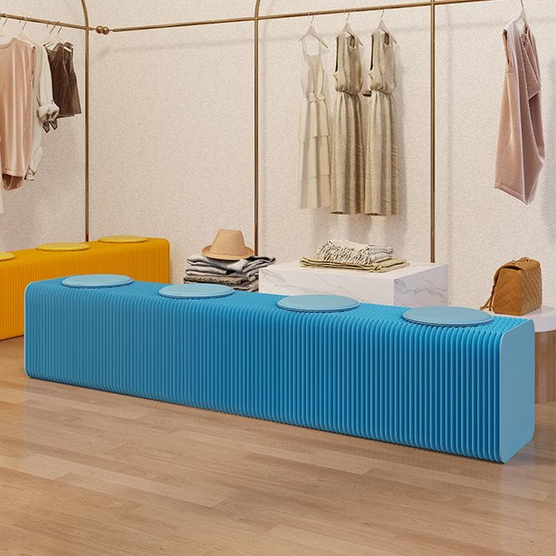 折り畳み伸縮ベンチブルー高さ40㎝長さ2.5ｍ持ち運び可能ダイニング待合室用