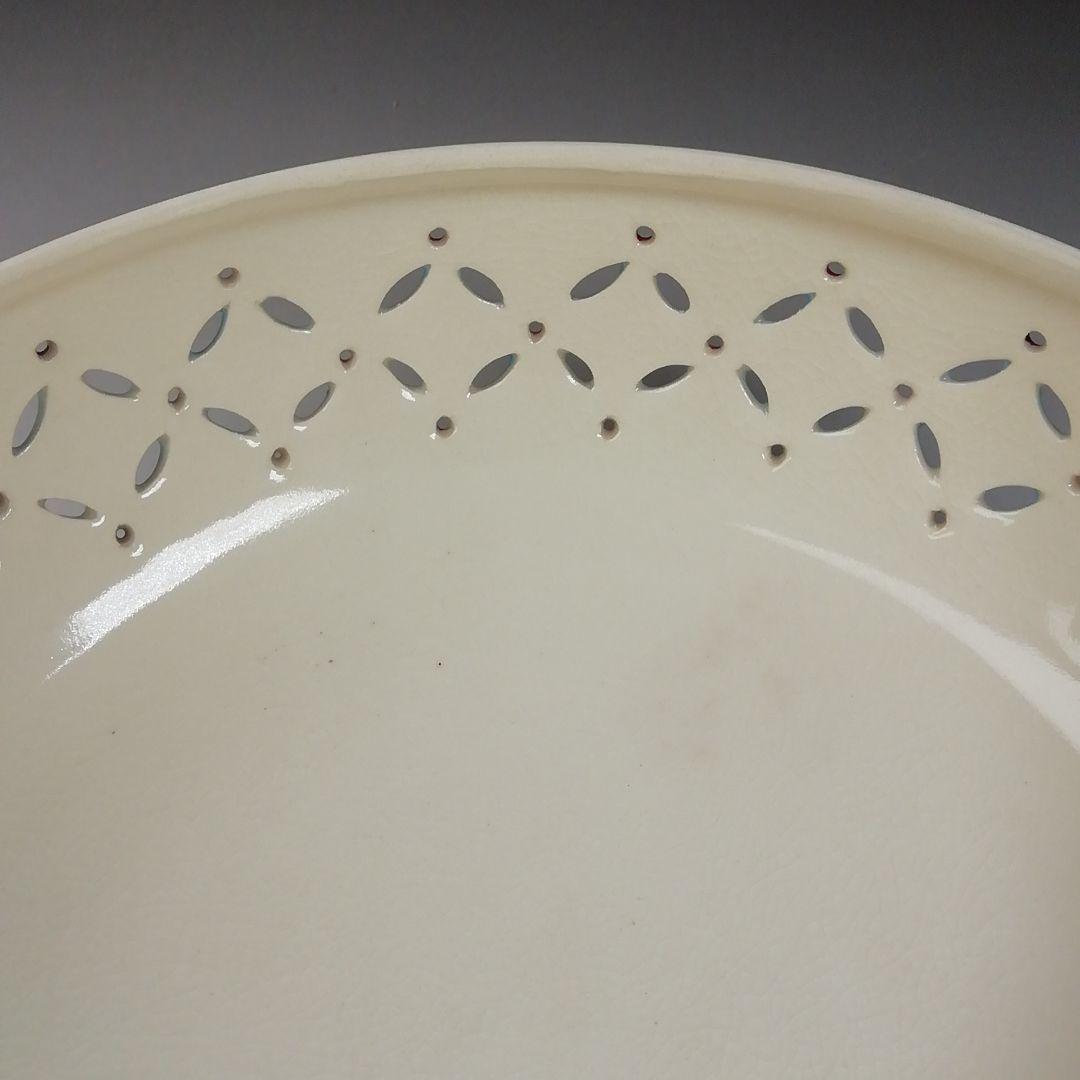 Ｔ７１０　喰籠　『色絵　七宝透　食篭』『嵯峨野窯　紫香 造』共箱　菓子器　茶道具