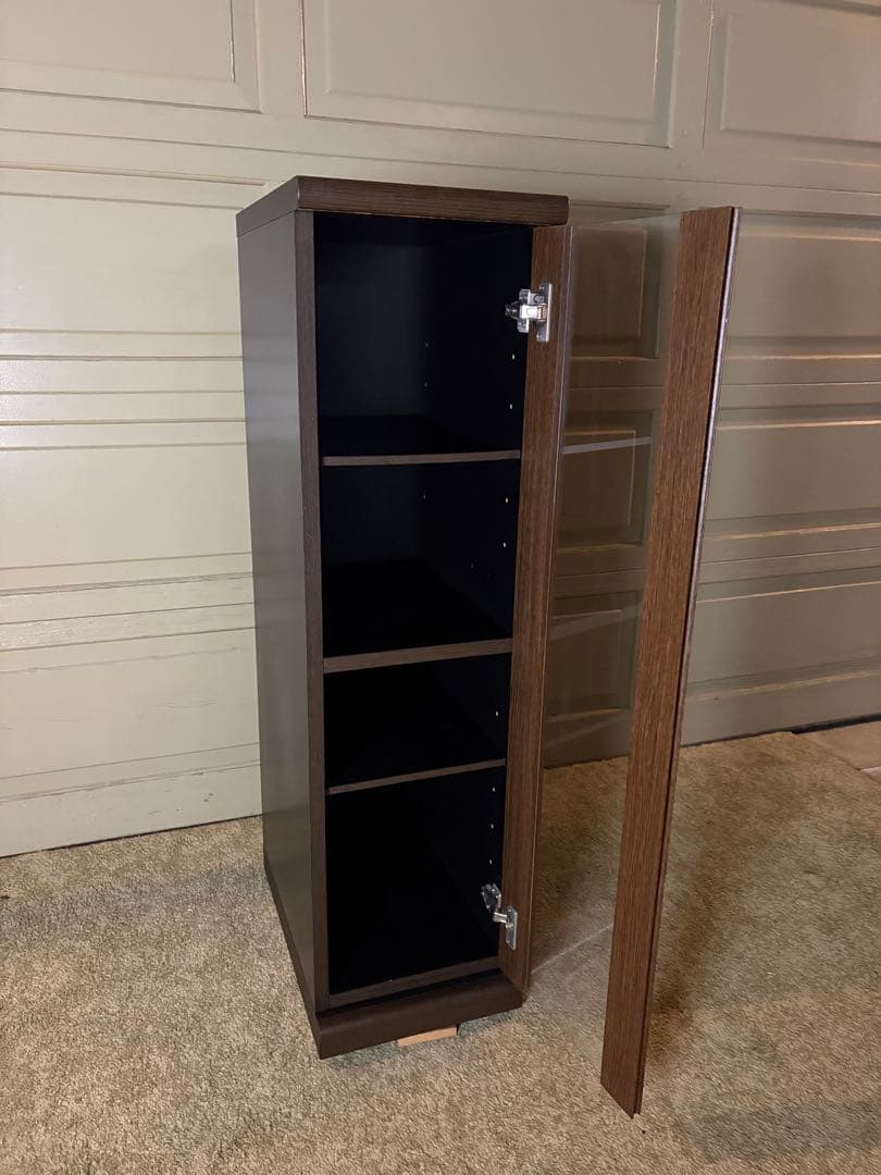 【ビーチソルベ】ダークブラウン木製キャビネット ガラス扉付き