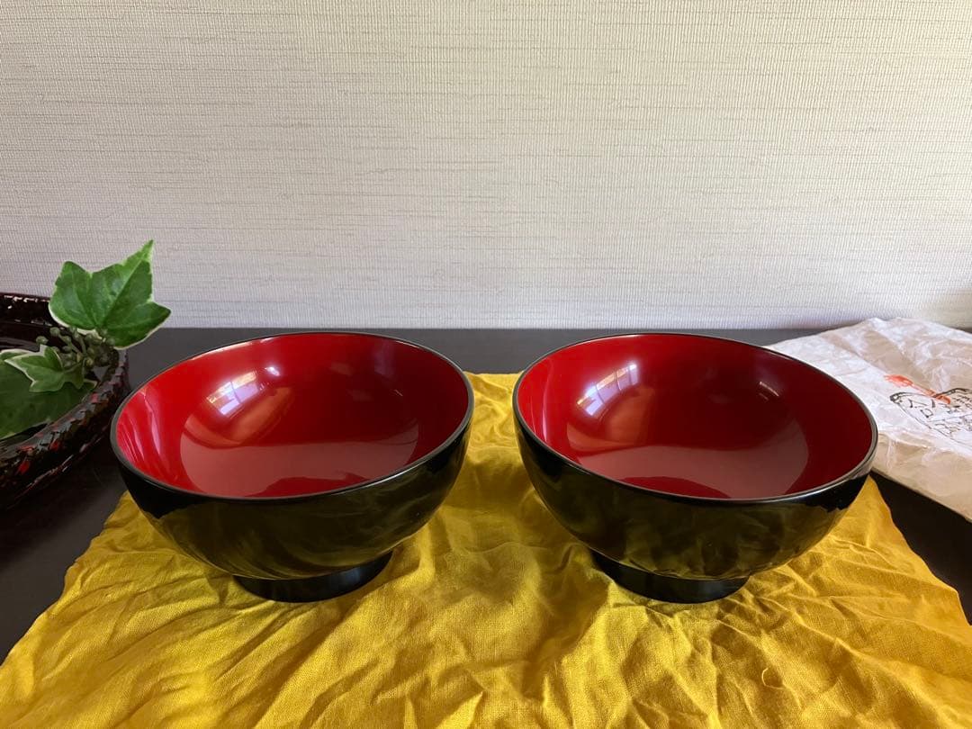 輪島塗　夫婦椀　お椀　汁椀　２客　御誂　能州輪島　布着本堅地　五島屋