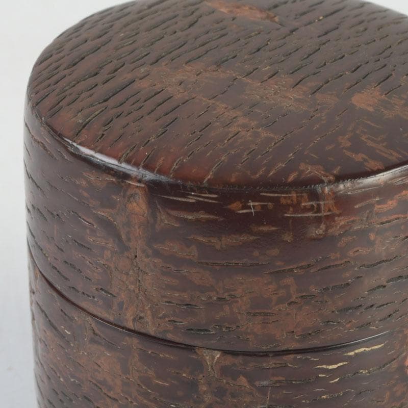 茶道具　伊藤松次作　樺細工　むじ皮　抹茶入　共箱　V　9657