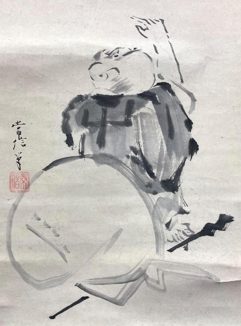 狩野常信「布袋に蘆雁」掛軸 三幅 紙本：江戸幕府 御用絵師