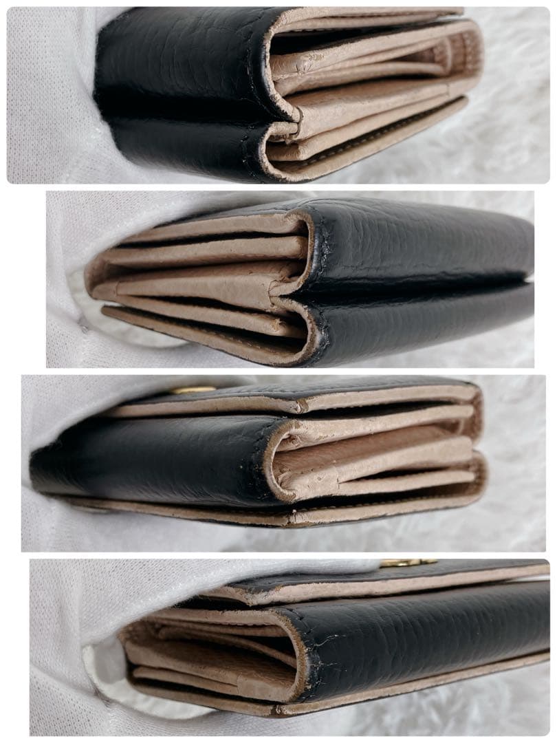 グッチ GG ミニマーモント 474746 折り財布 本革　バイカラー　黒