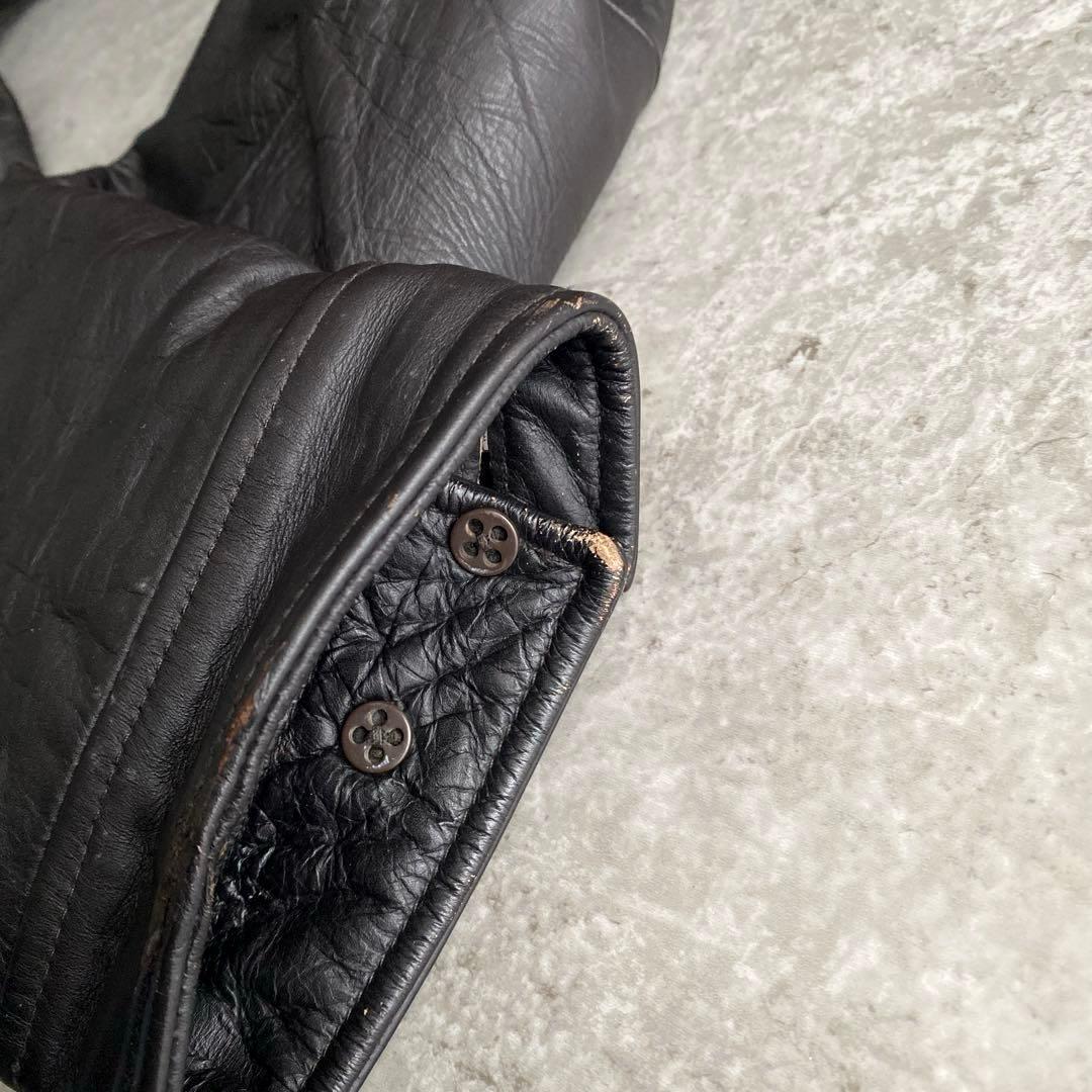 革質 極上 90s 00s GAP 茶芯 レザー ジャケット XL 黒 ブラック