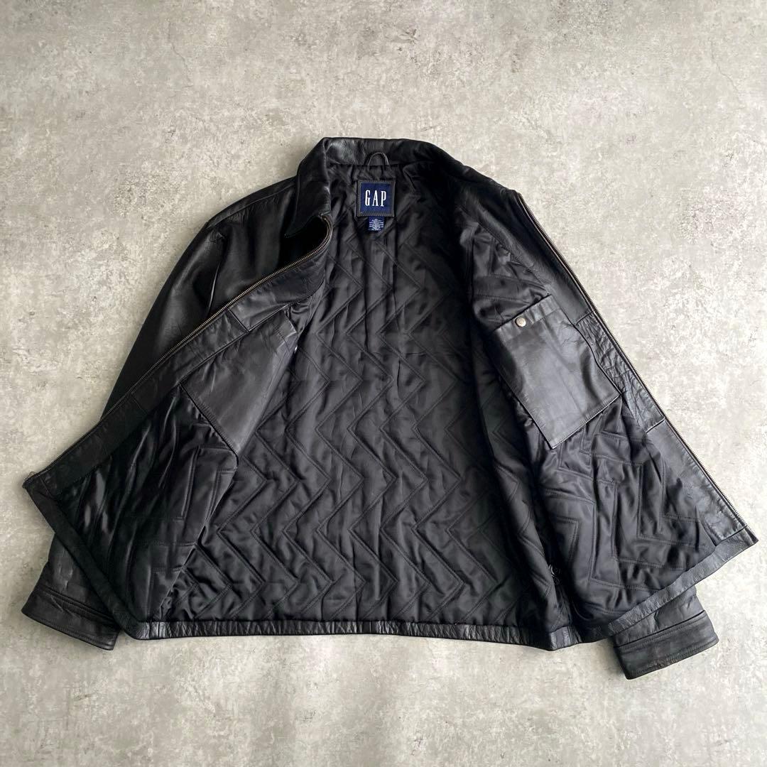 革質 極上 90s 00s GAP 茶芯 レザー ジャケット XL 黒 ブラック