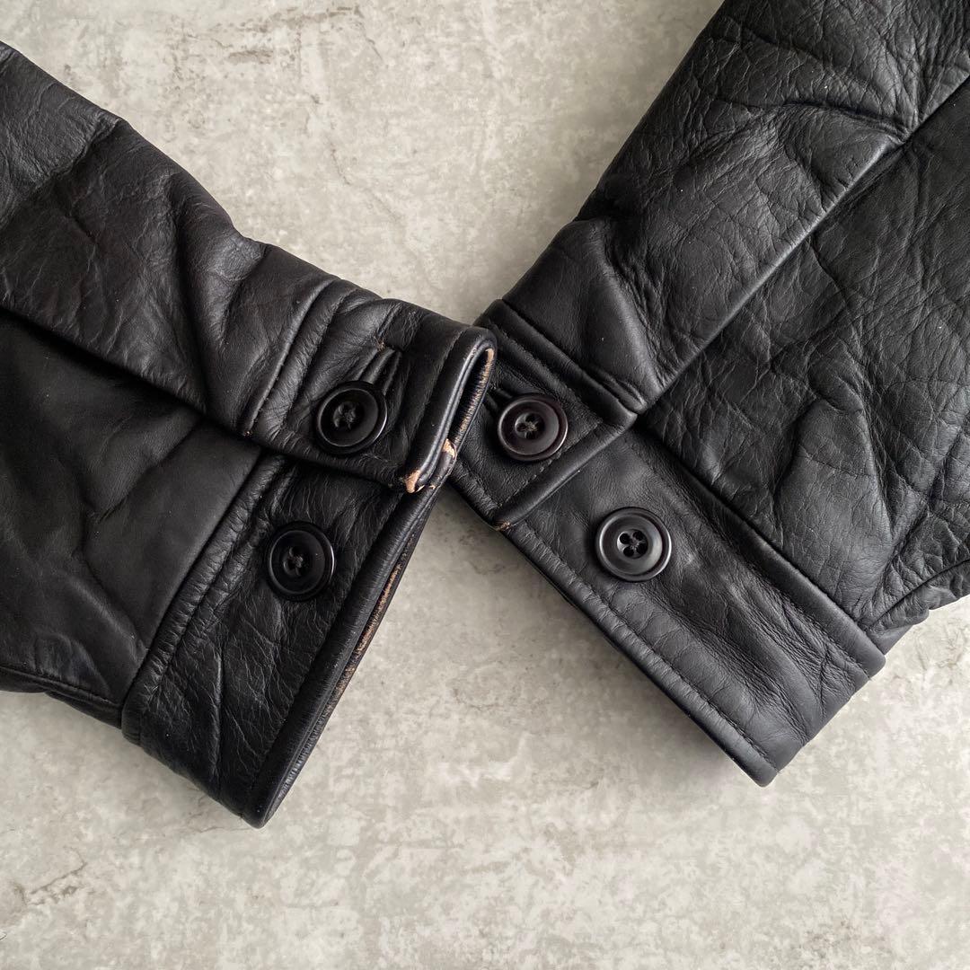 革質 極上 90s 00s GAP 茶芯 レザー ジャケット XL 黒 ブラック