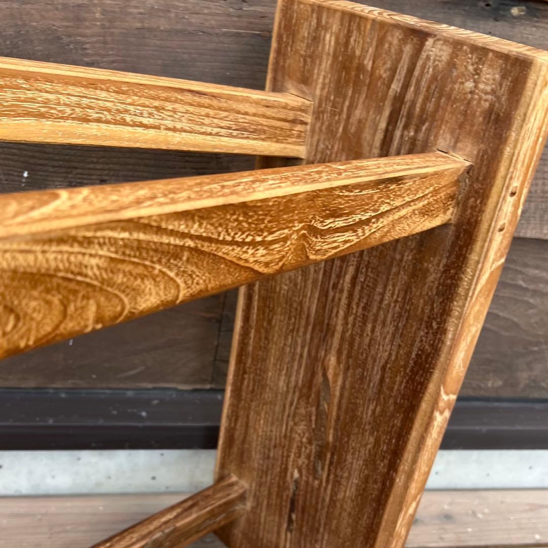 オールドチーク材 一枚板ベンチ61cm チーク無垢材 アンティーク調 スツール