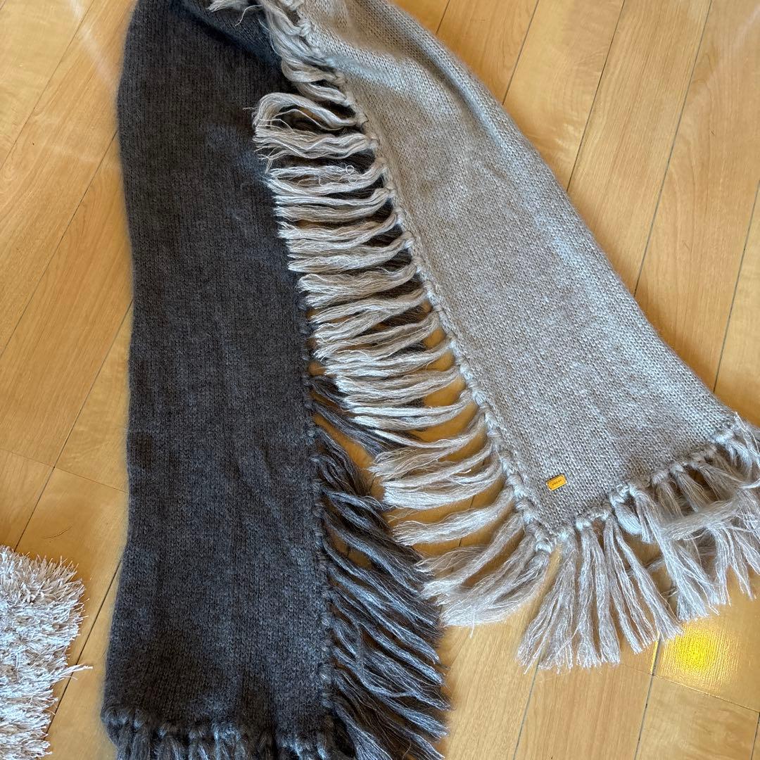 SALE❣️GUCCI フリンジ付きショール グレー/ベージュ