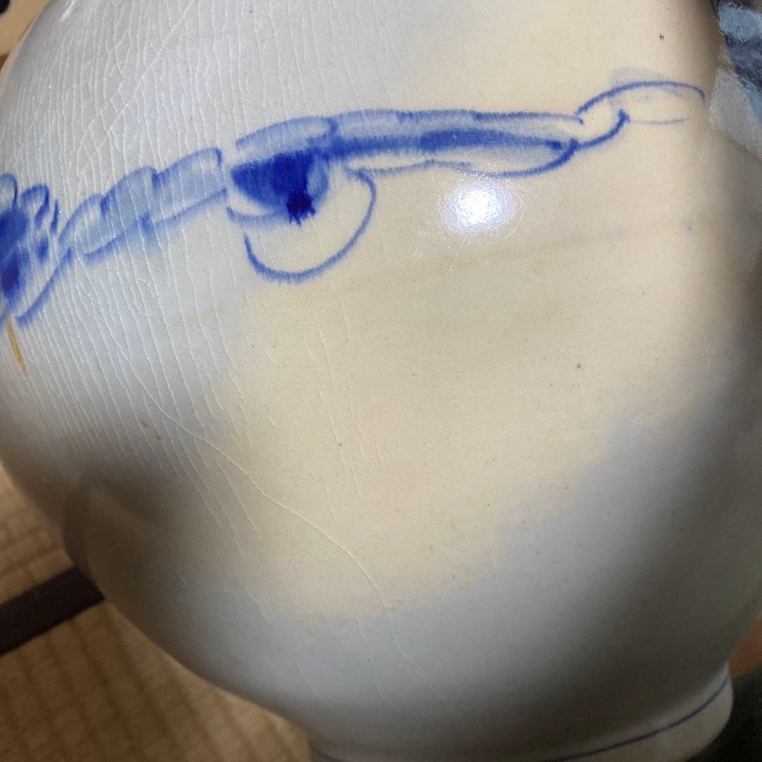 鶴雲文李朝ちょうちん壺34cm