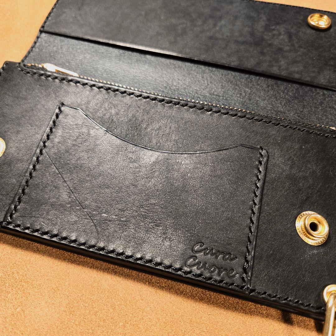 246ロング　トラッカーウォレット イタリアンレザーMARGOT【ブラック】