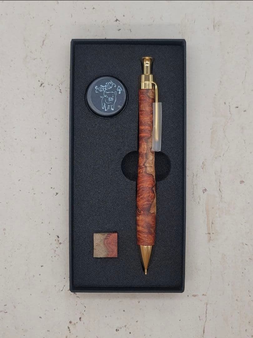 極上花梨瘤杢　紅白　新品　こぶた工房　シャープペンシル0.5