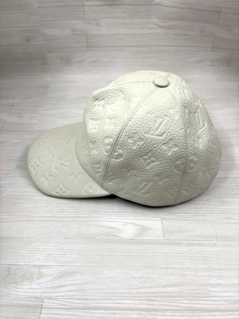 【美品】Louis Vuitton レザー　キャップ　帽子　モノグラム　ホワイト
