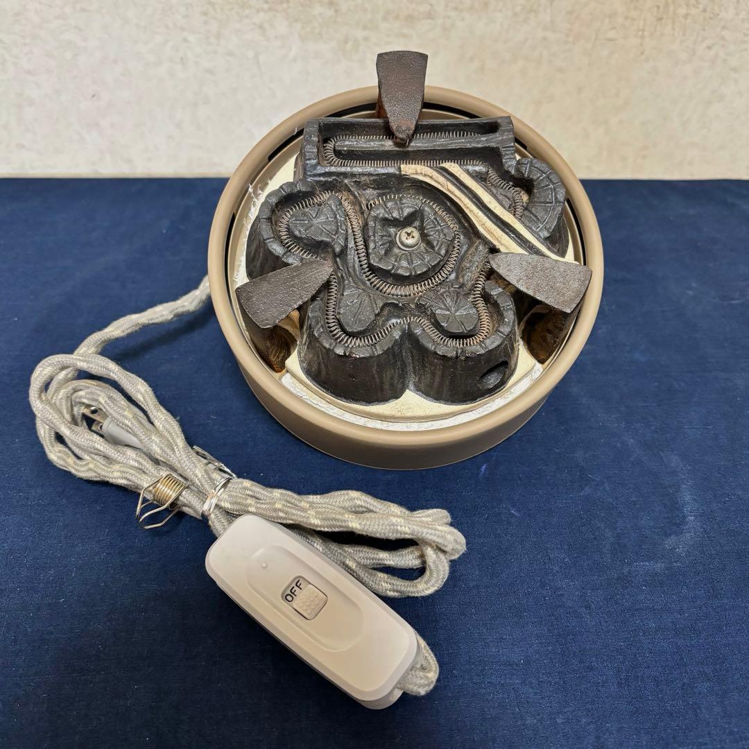 風炉 茶釜 電熱器 唐銅鬼面風炉 藤兵衛造 野々田電熱器 敷板 釜環 茶道具