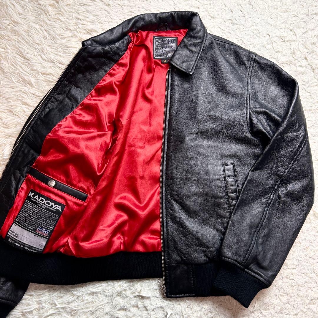 【美品】KADOYA キャロルタイプ ライダースジャケット レザージャケット 黒