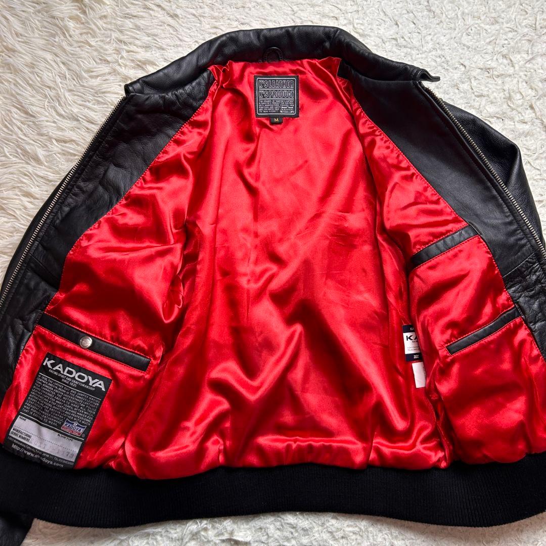 【美品】KADOYA キャロルタイプ ライダースジャケット レザージャケット 黒