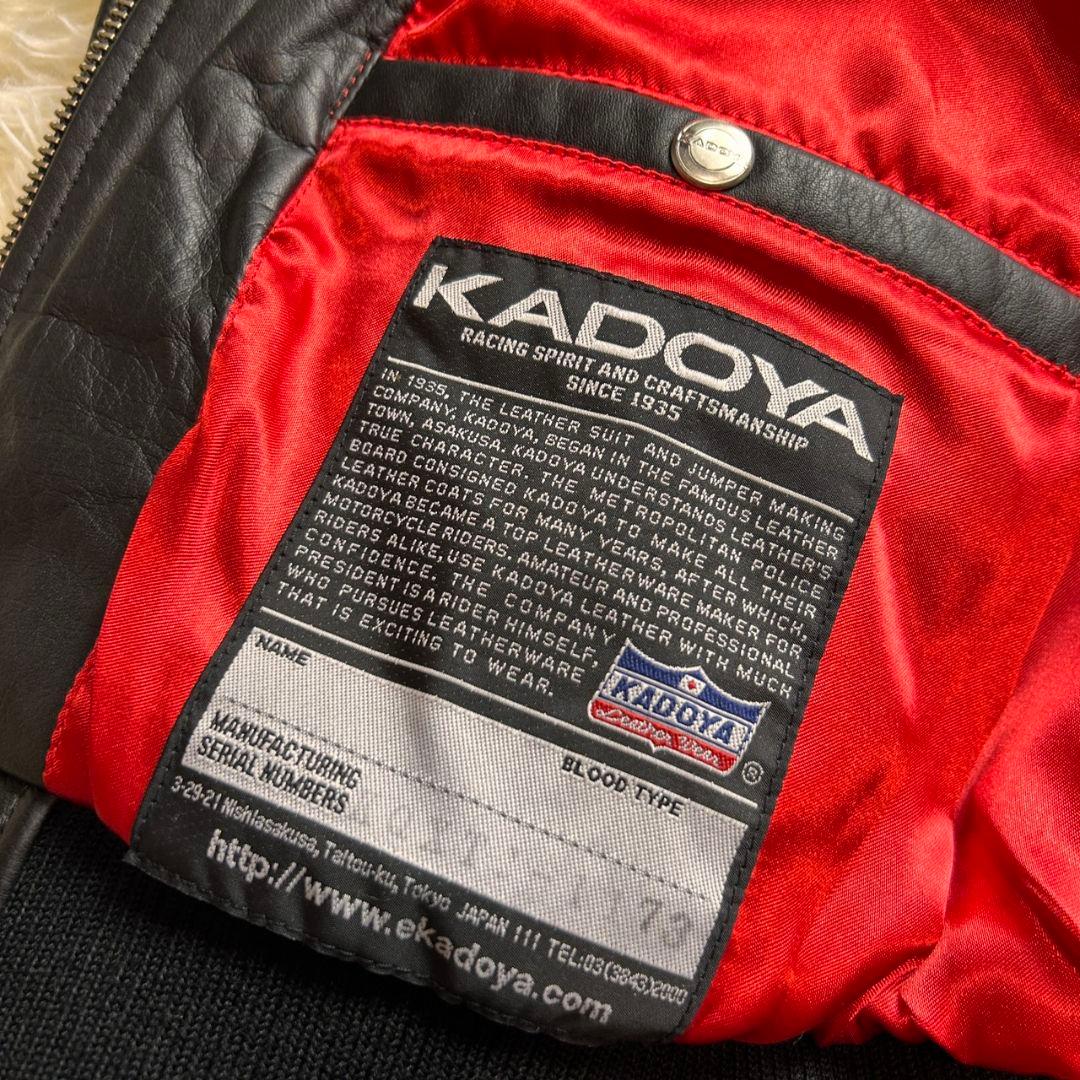 【美品】KADOYA キャロルタイプ ライダースジャケット レザージャケット 黒
