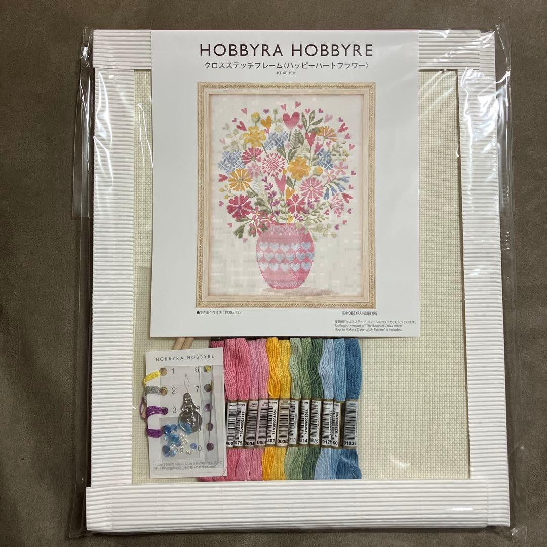 ホビーラホビーレクロスステッチ　ハッピーハートフラワー