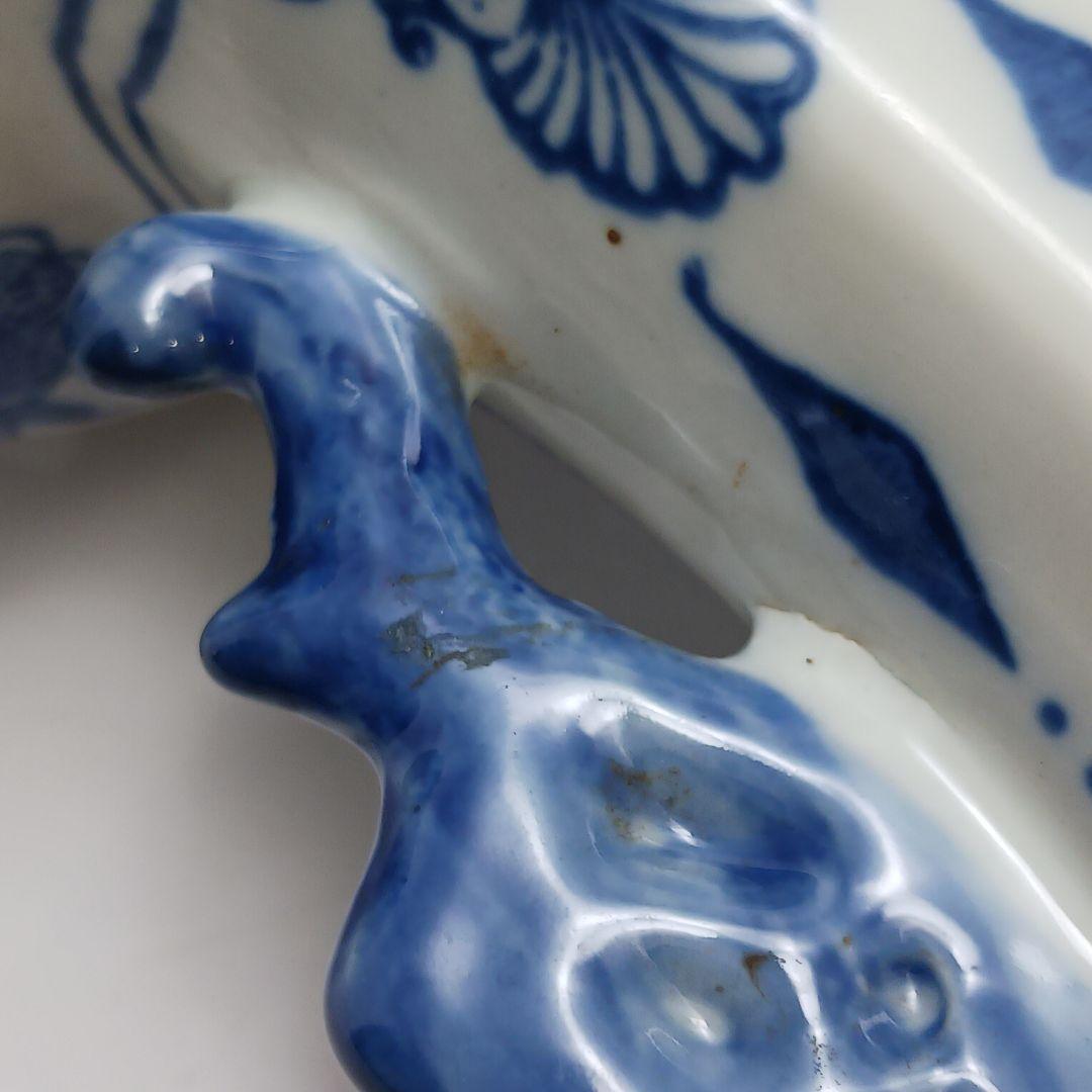 ues-120 中国 染付 双耳付花瓶 高さ30㎝