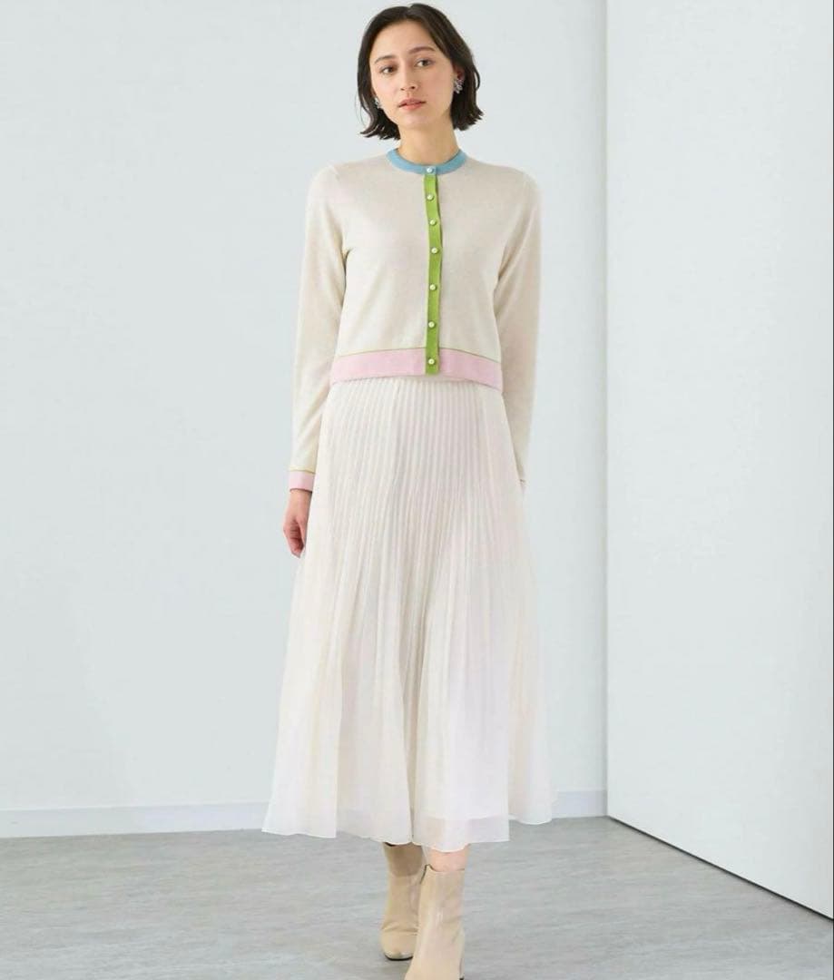 【タグ付き】お値下げ ANAYI スパンオーガンジープリーツスカート 38 白