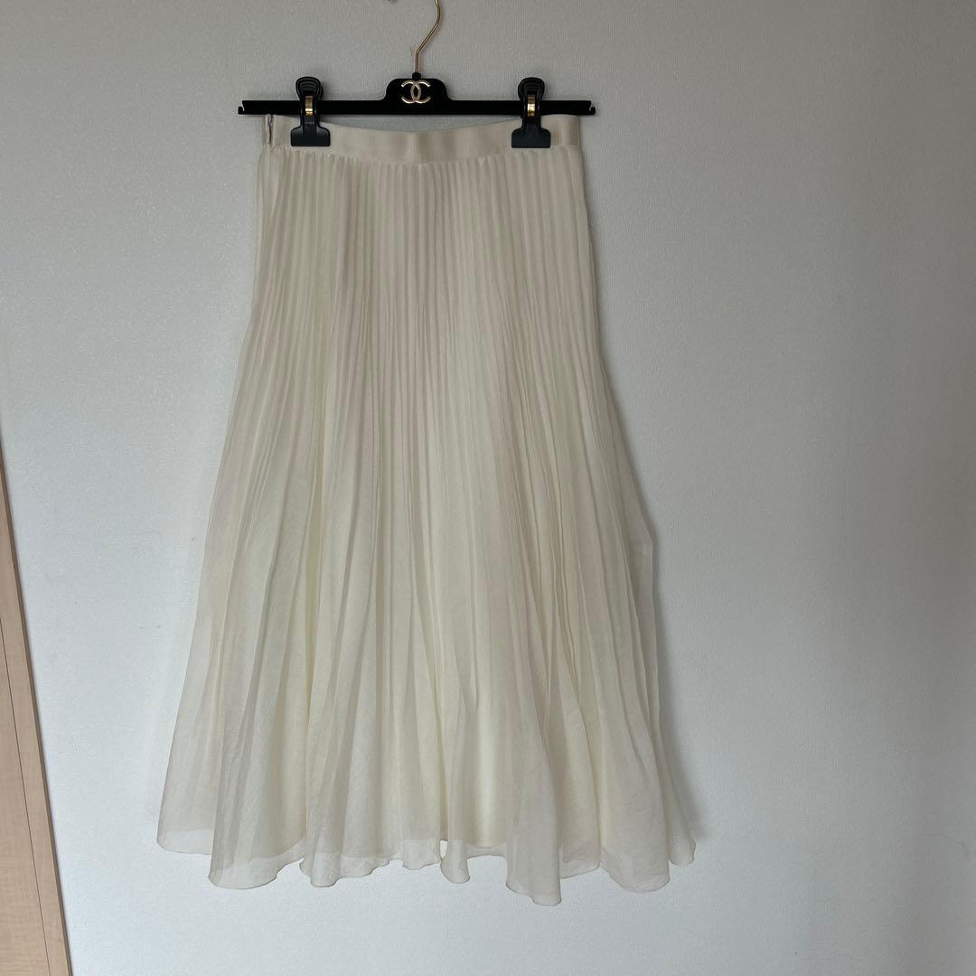 【タグ付き】お値下げ ANAYI スパンオーガンジープリーツスカート 38 白