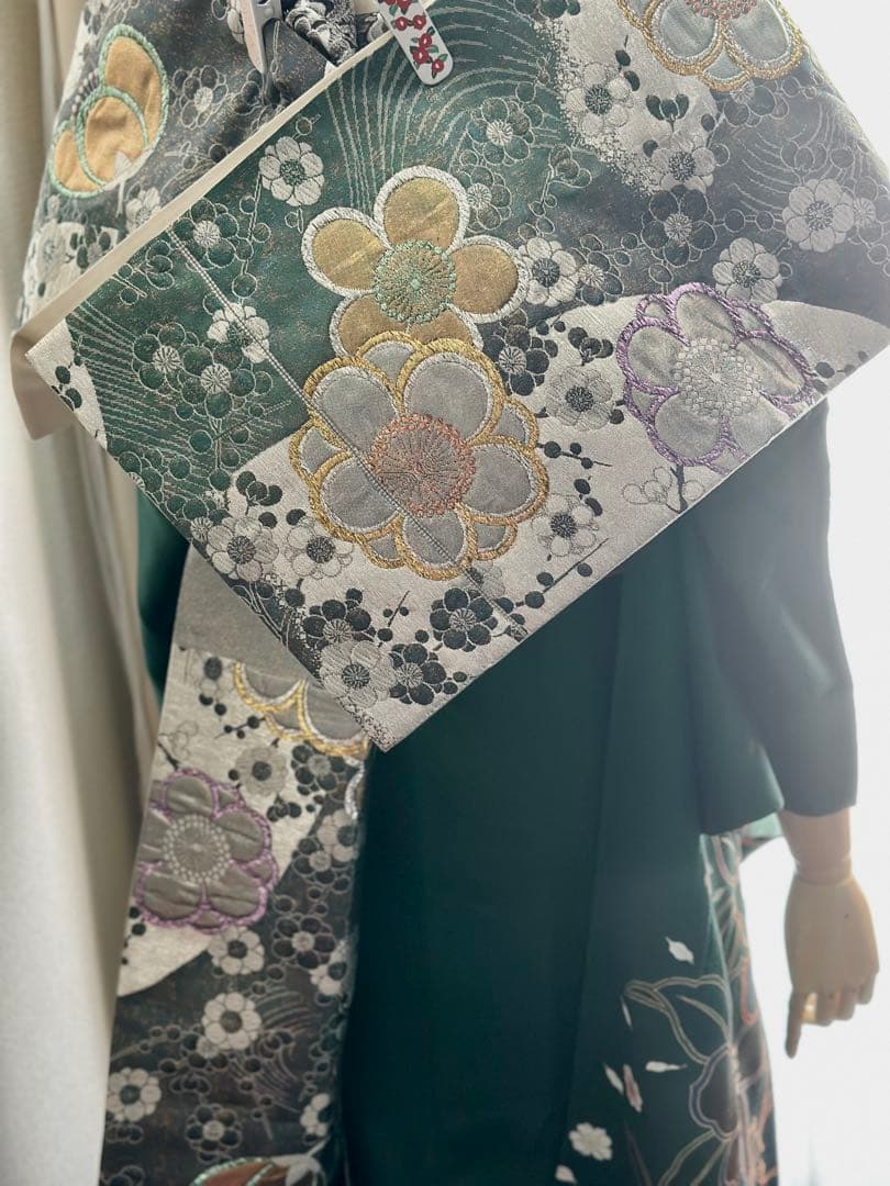 濃いグリーン　振袖フルセット緑