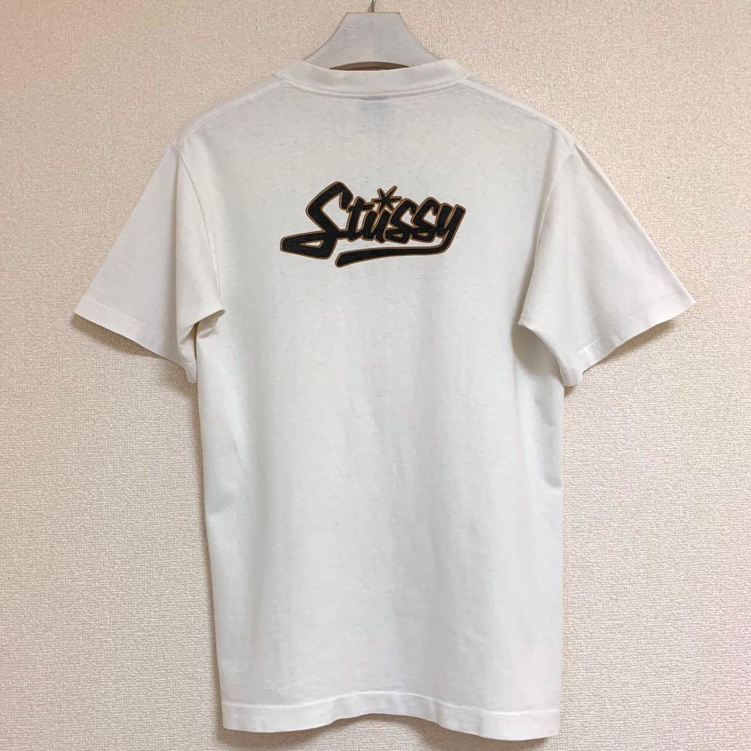 80s 後期 STUSSY 黒タグ USA製 cursive 筆記体 Tシャツ