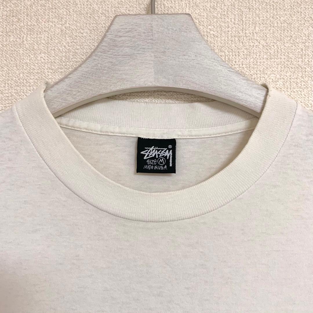 80s 後期 STUSSY 黒タグ USA製 cursive 筆記体 Tシャツ