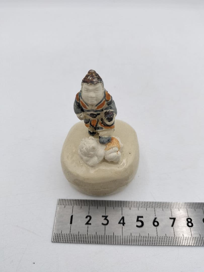 c047【新品・未使用】香合 色絵 毘沙門 益子焼三武信家 木箱 茶道具