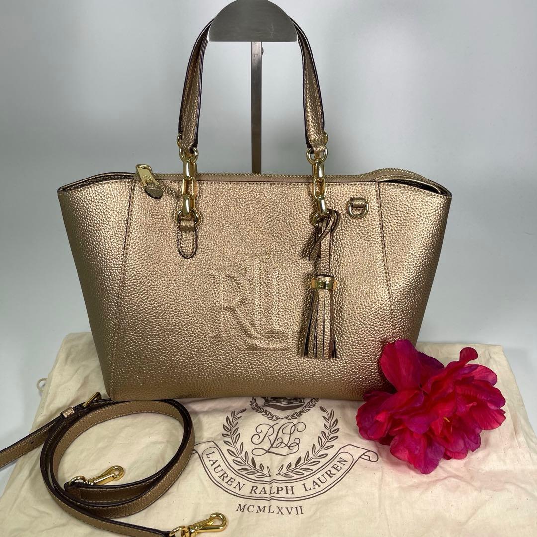 【natsu 様✨】ローレンラルフローレンレディースハンドバッグ2WAY希少ゴー