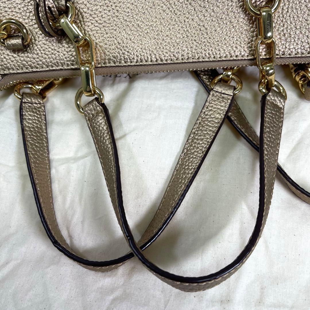 【natsu 様✨】ローレンラルフローレンレディースハンドバッグ2WAY希少ゴー