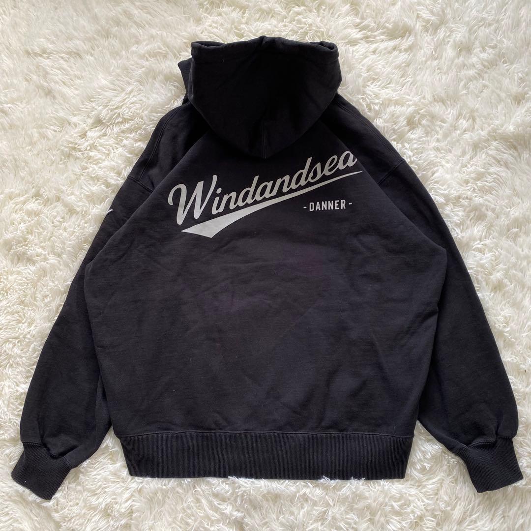 ウィンダンシー ダナー コラボ パーカー バックロゴ 黒 L パイル 希少 レア