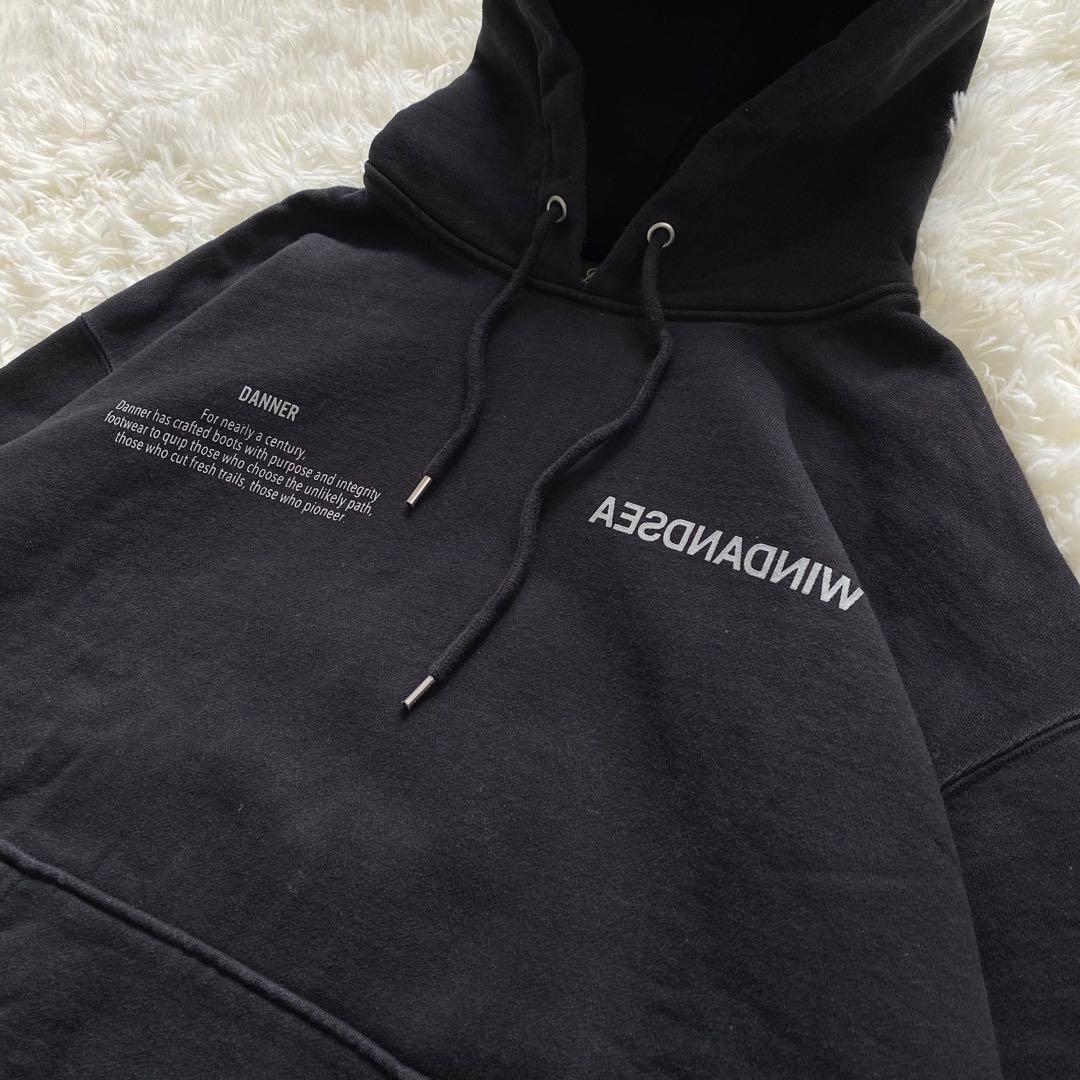 ウィンダンシー ダナー コラボ パーカー バックロゴ 黒 L パイル 希少 レア