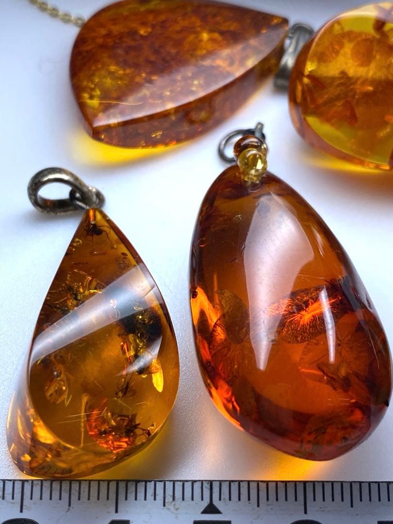 本琥珀ネックレストップ5点　30g 東Y7-0318☆1Fタトチ