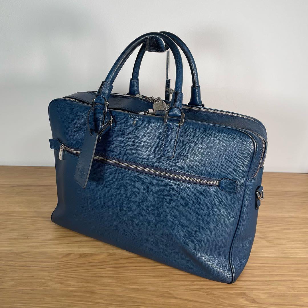 セラピアン　ビジネスバッグ　ブリーフケース　レザー　ブルー　2way