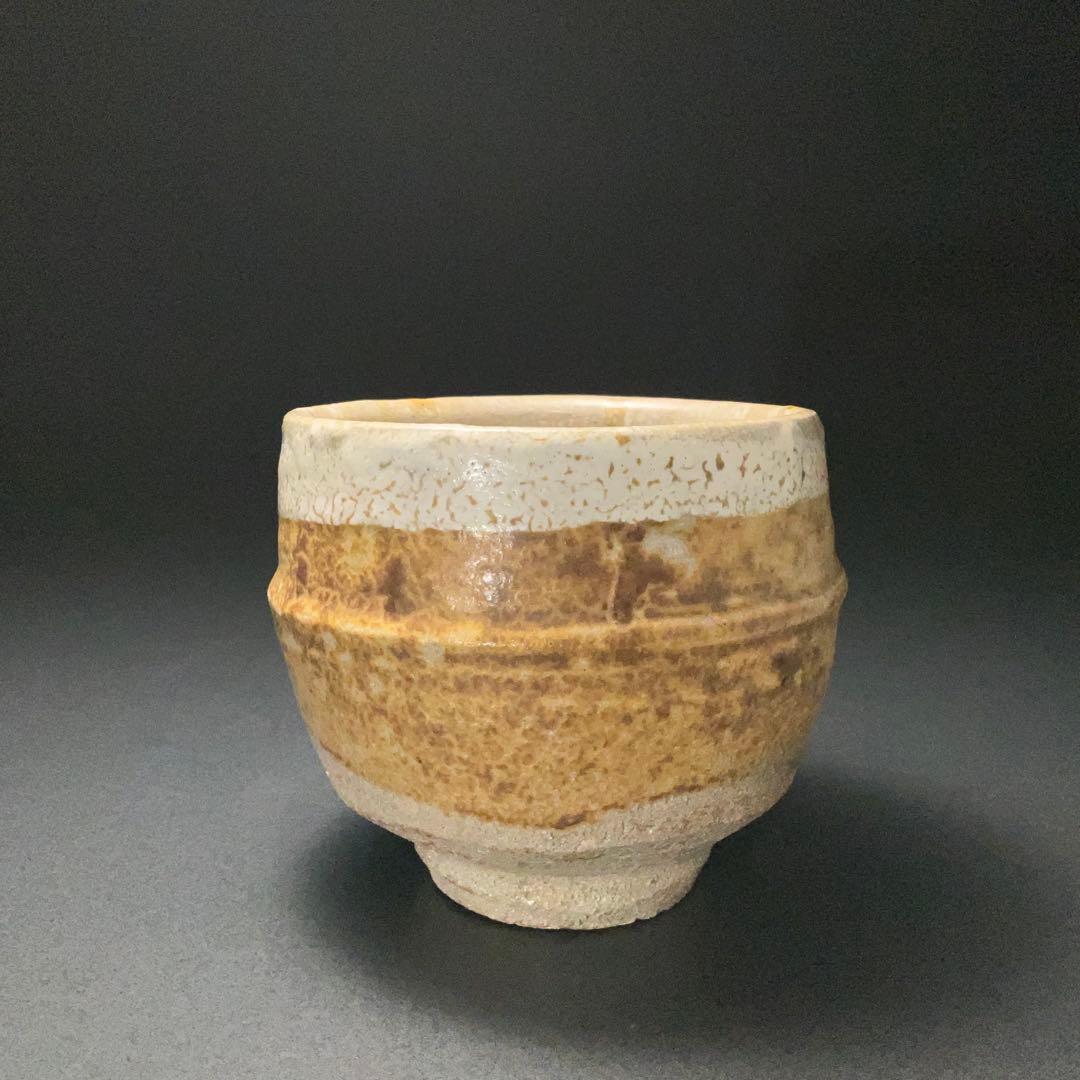 浜田庄司　灰釉縁白胴紐茶碗　人間国宝　晋作織箱　R1314ダT