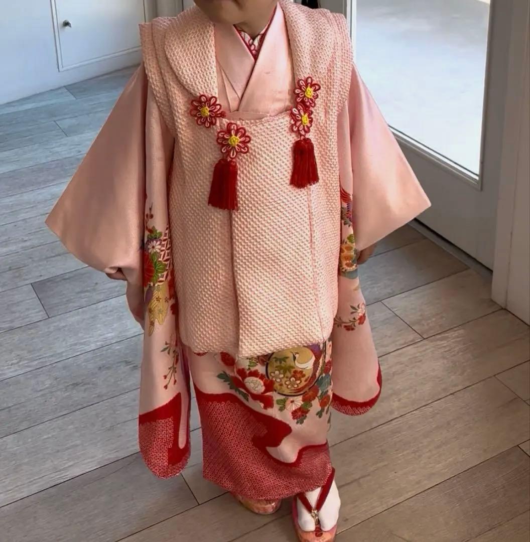 七五三 3歳　着物　正絹　総絞りフルセット