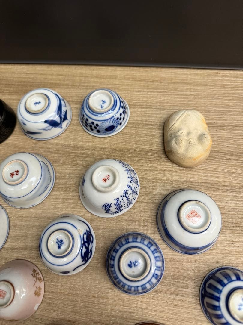 1534  九谷焼　猪口　17客　まとめ売り　時代物