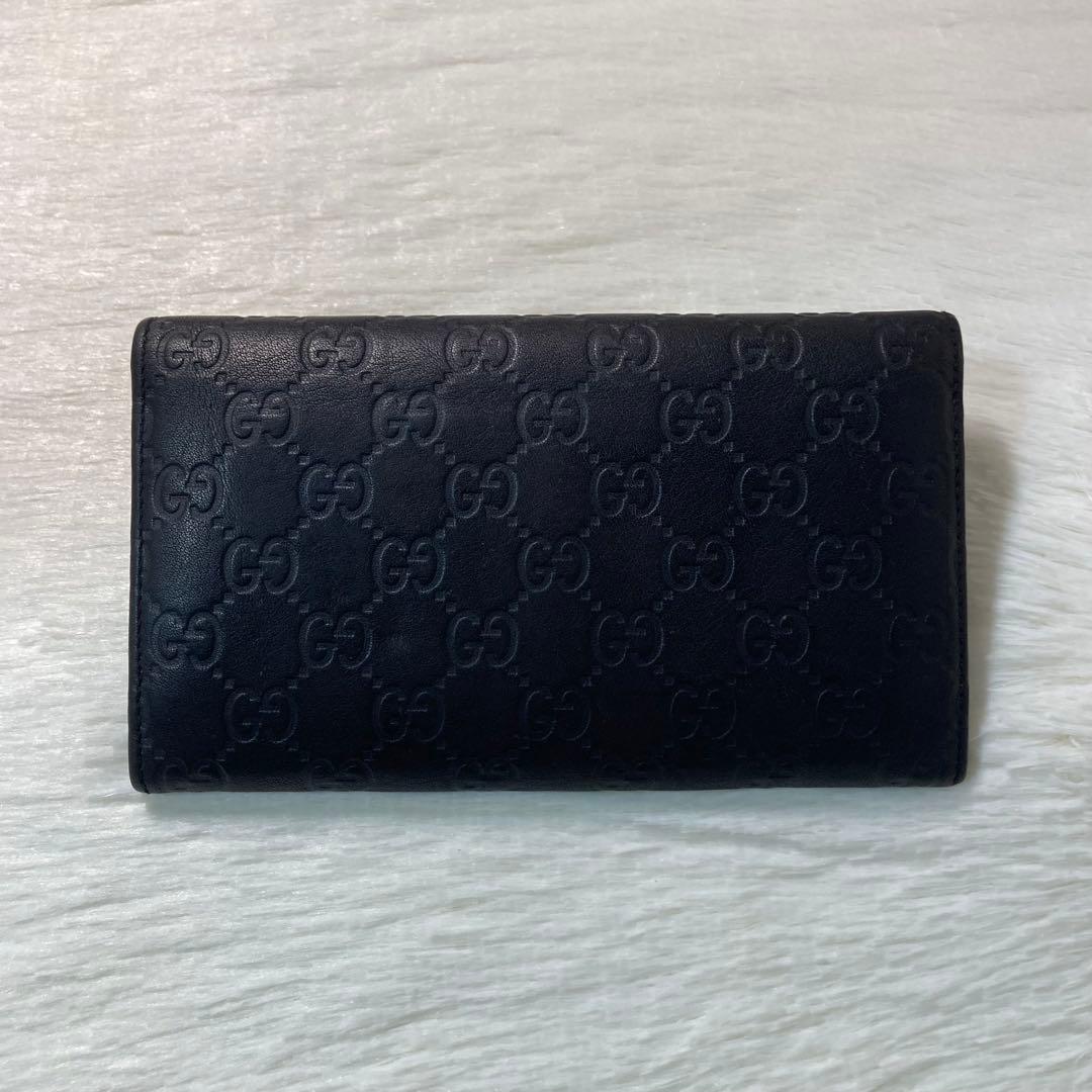 早い者勝ち　美品　GUCCI グッチ　三つ折り　財布　シマ　レザー　エンボス　茶