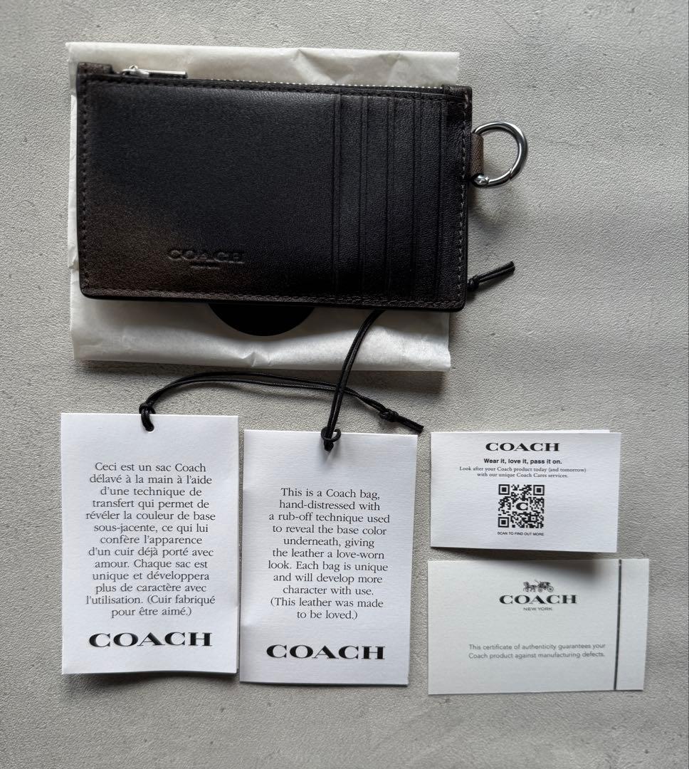 COACH ジップ カードケース・ラブド レザー