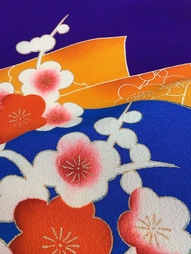 ◎mk-1236 引き振袖　お引きずり　身丈177 ちりめん　絹　8-6