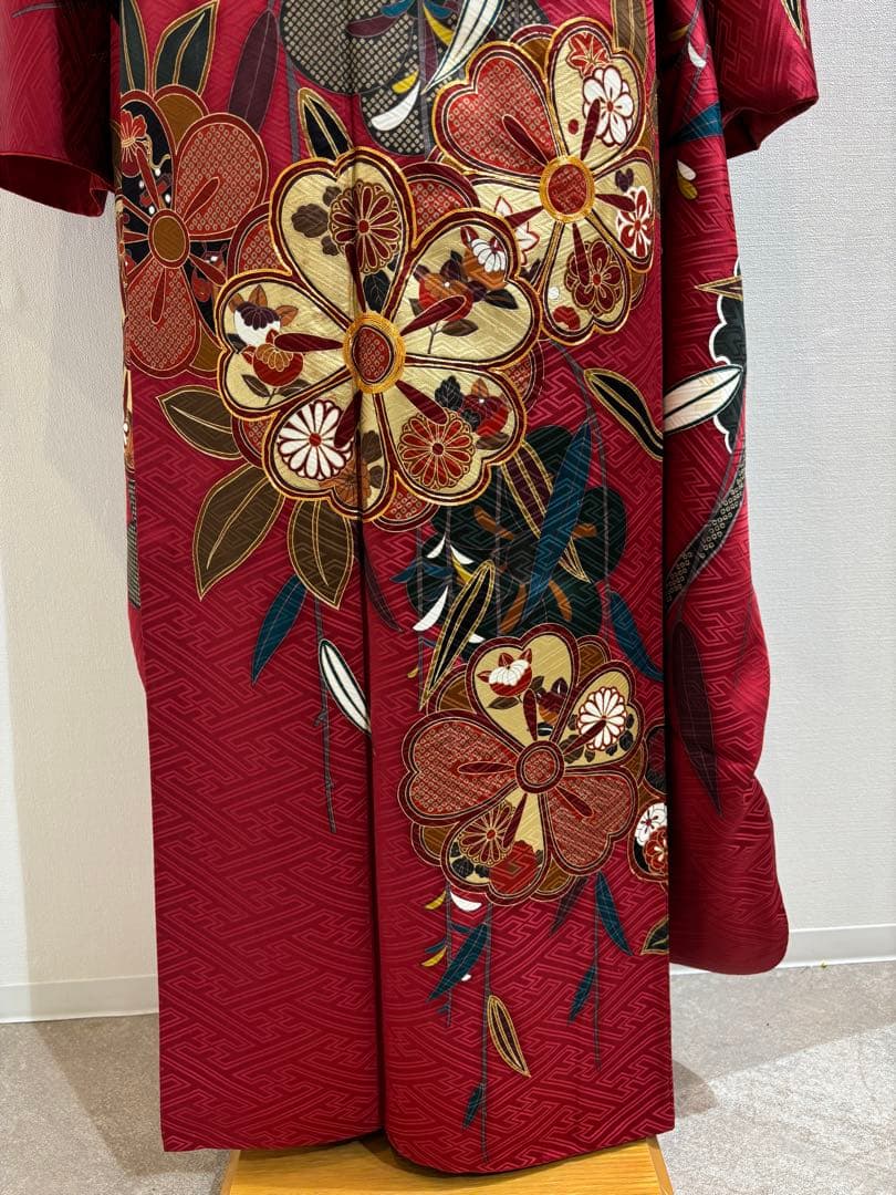 振袖フルセット　7点セット　赤　長襦袢付き　成人式　前撮り　f3