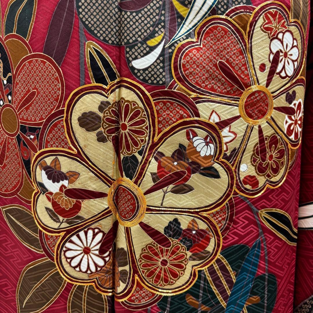 振袖フルセット　7点セット　赤　長襦袢付き　成人式　前撮り　f3